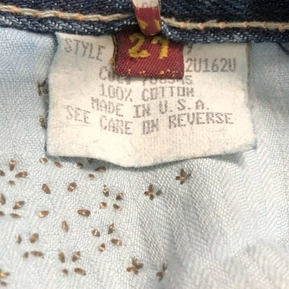 7FAM Great China Wall Y2K Low Rise Flare Swarovski Crystal Studded Jeans Sz 27
